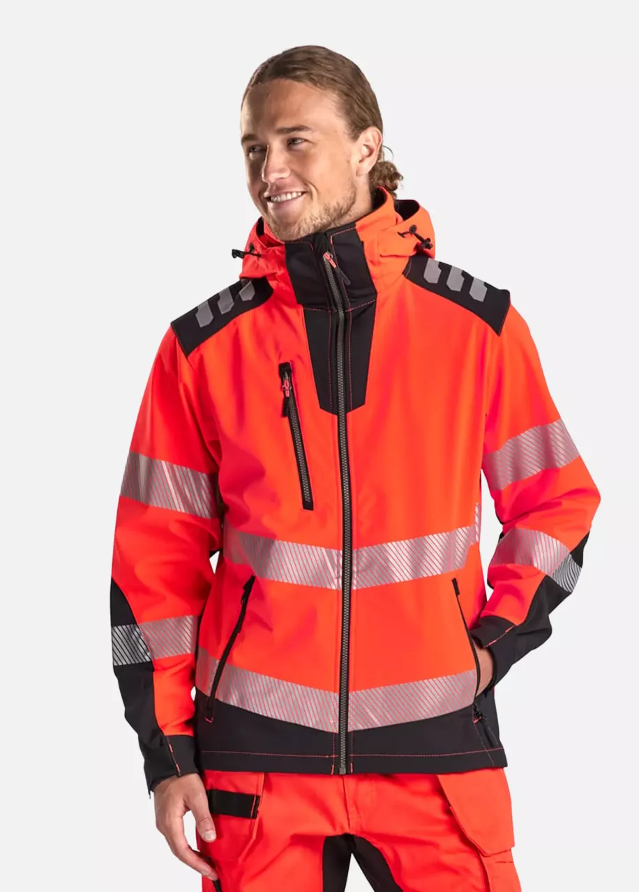 Blaklader 449125135599, High Vis Softshell Jacket, Red/Black, image 8, gallery thumbnail
