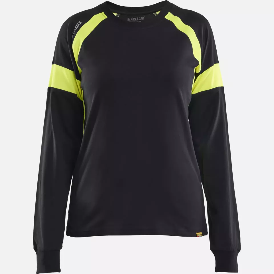 Blaklader 352110309933, High Vis Ladies Long Sleeve T-Shirt, Black/Yellow, image 1, gallery thumbnail