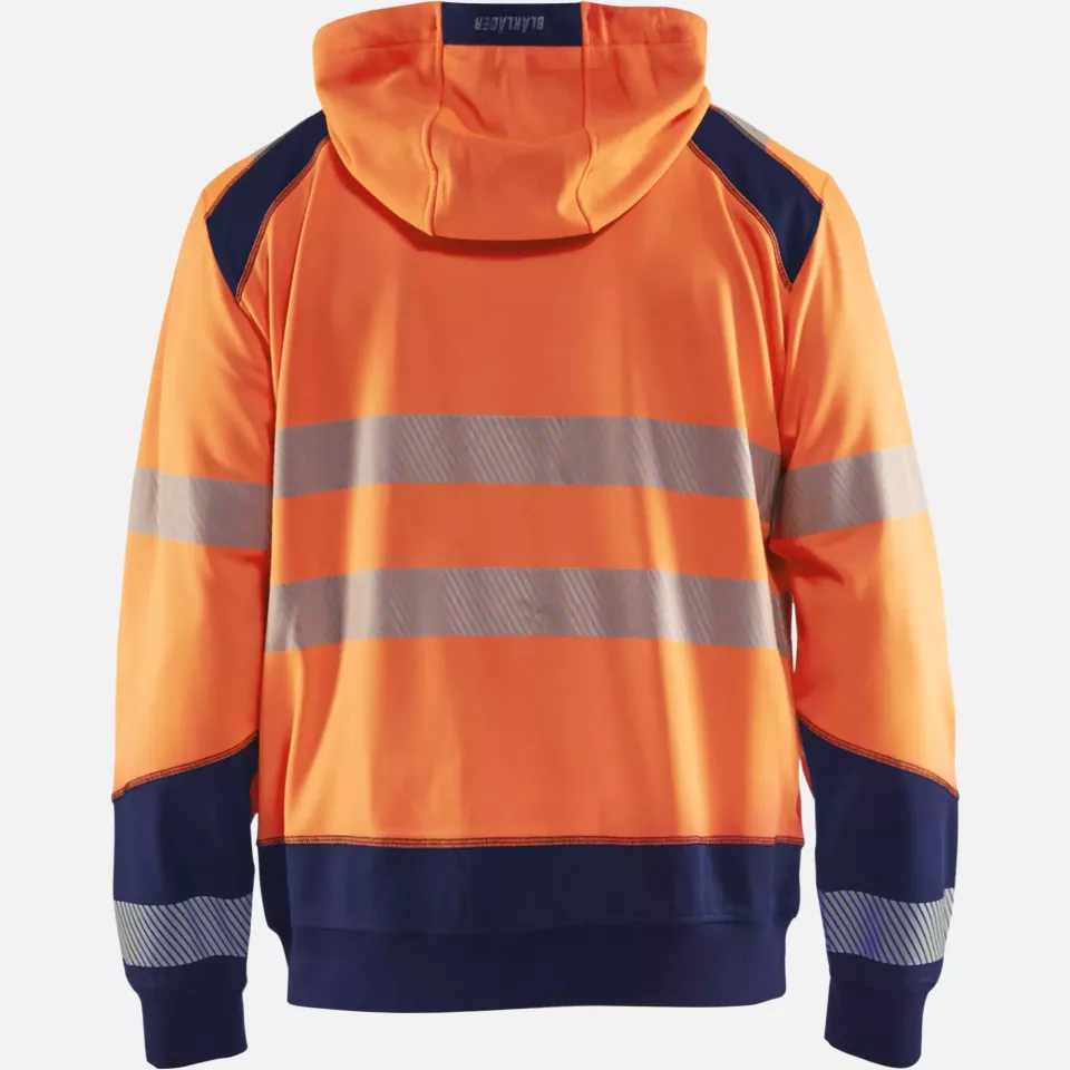 Blaklader 354625285389, High Vis Hooded Sweatshirt, Orange/Navy Blue, image 3, gallery thumbnail