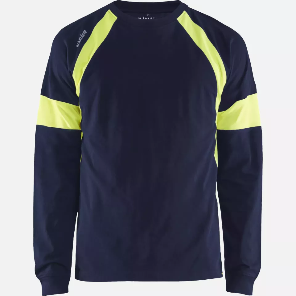 Blaklader 352010308833, Long Sleeve Shirt, Navy Blue/Yellow, image 1, gallery thumbnail