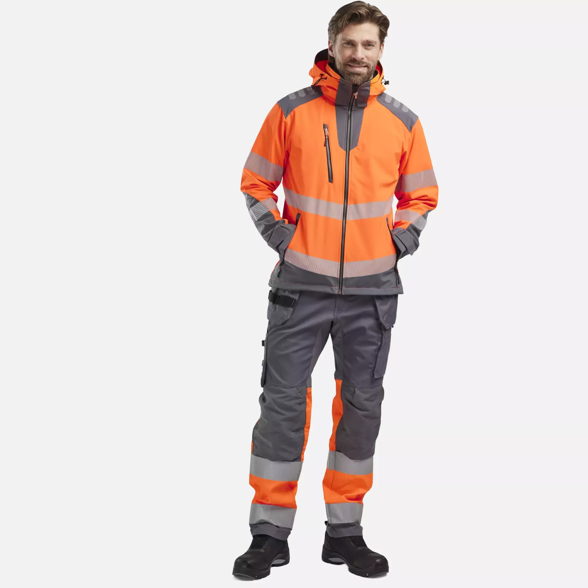 Blaklader 449125135396, High Vis Softshell Jacket, Orange/Medium Grey, image 5