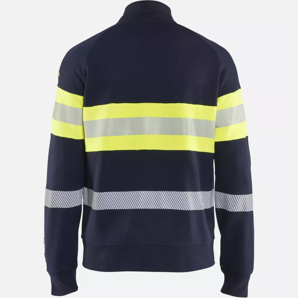 Blaklader 346217628933, Multi-Norm Sweatshirt with Zip, Navy Blue/ Yellow, image 3, gallery thumbnail