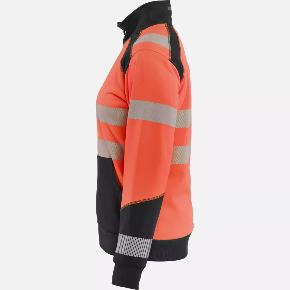 Blaklader 350825285599, High Vis Ladies Zip Sweatshirt, Red/Black, image 3, gallery thumbnail