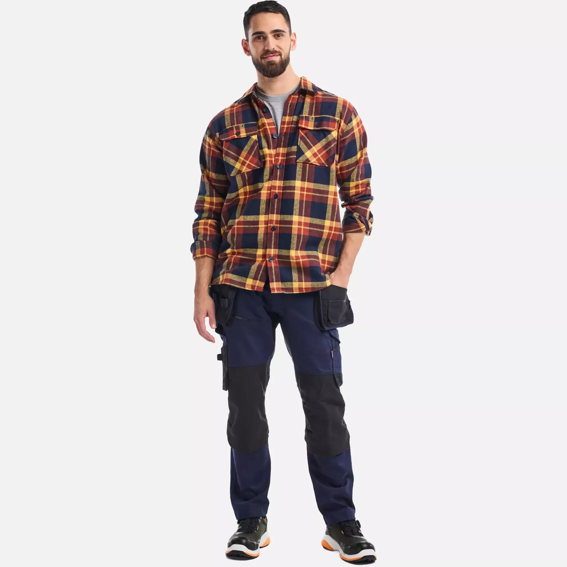Blaklader 328811685986, Flannel Shirt, Rust Red/Dark Blue, image 5