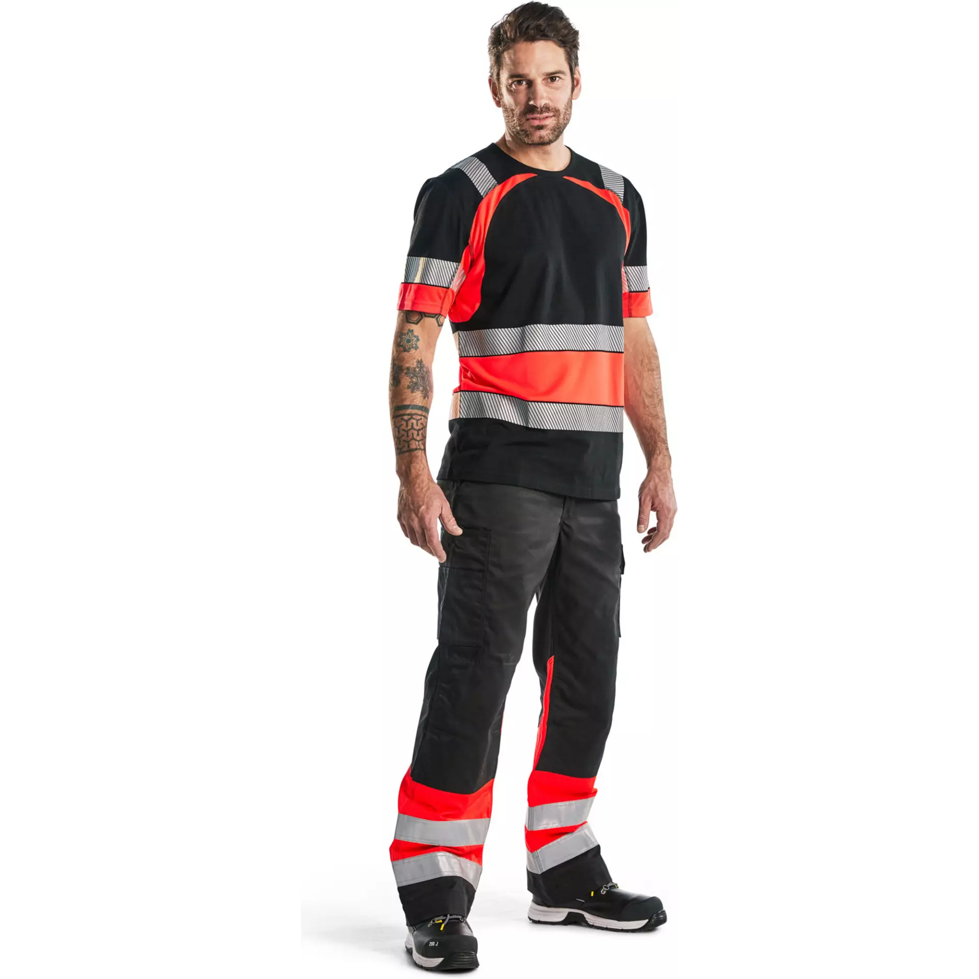 Blåkläder 342110309955, High Vis T-Shirt, Black/High Vis Red, image 5