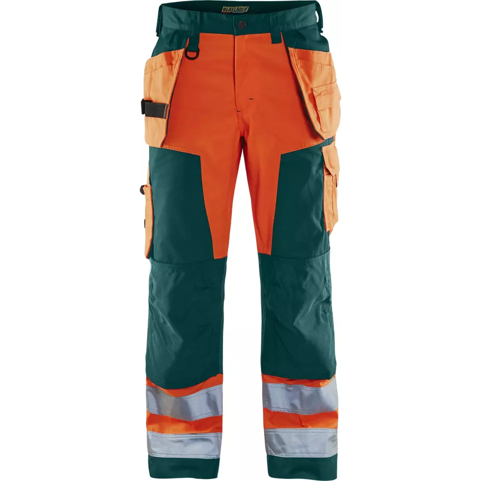 Blaklader 156818115349, High Vis Craftsman Work Trousers, Orange/Green