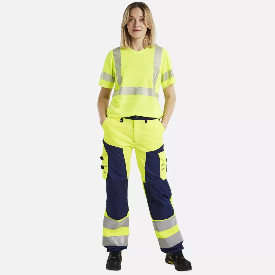 Blaklader 715518113389, High Vis Ladies Work Trousers, Yellow/Navy Blue, image 5, gallery thumbnail
