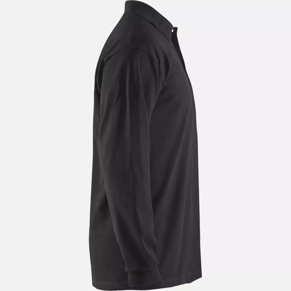 Blaklader 337417419900, Flame Retardant Long Sleeve Polo, Black, image 2, gallery thumbnail