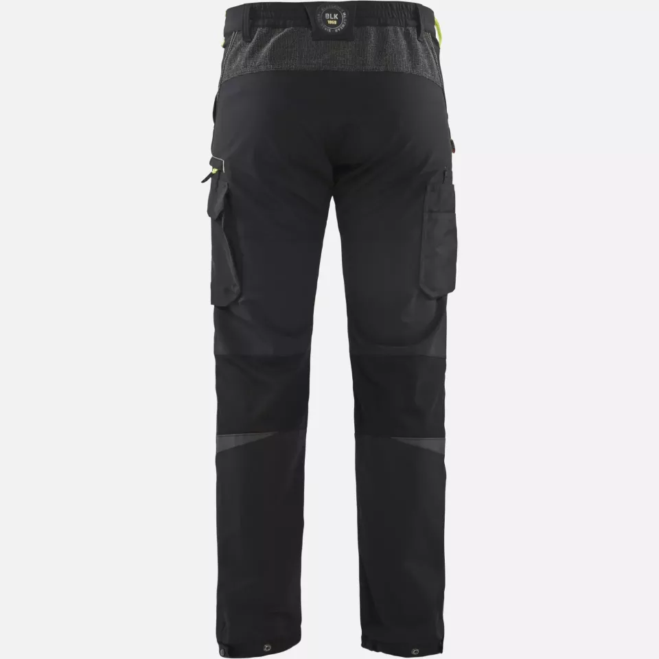 Blaklader 142216459933, 4-Way Service Stretch Work Trousers, Black/Yellow, image 4, gallery thumbnail