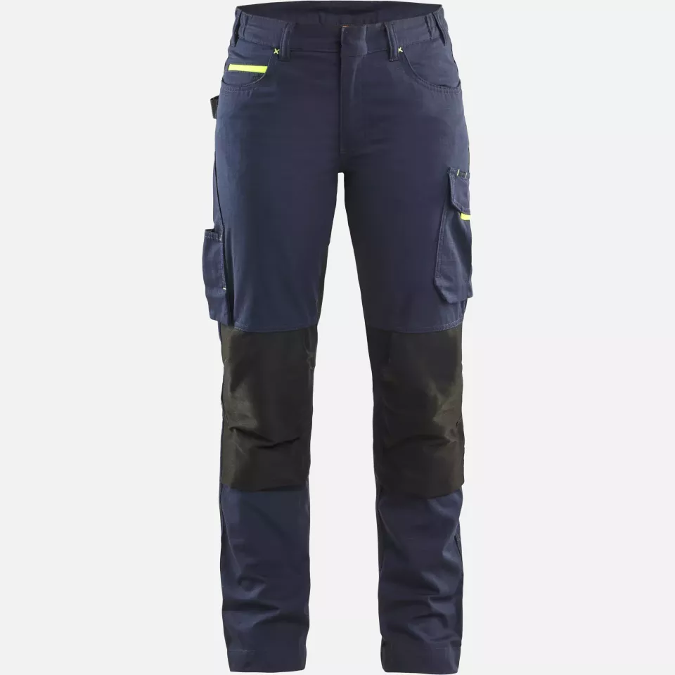 Blaklader 719513308633, Women's Stretch Work Trousers, Dark Navy/Yellow, image 1, gallery thumbnail