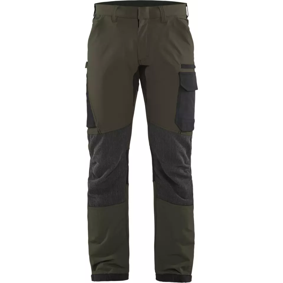 Blaklader 142216454599, 4-Way Service Stretch Work Trousers, Dark Olive Green/Black