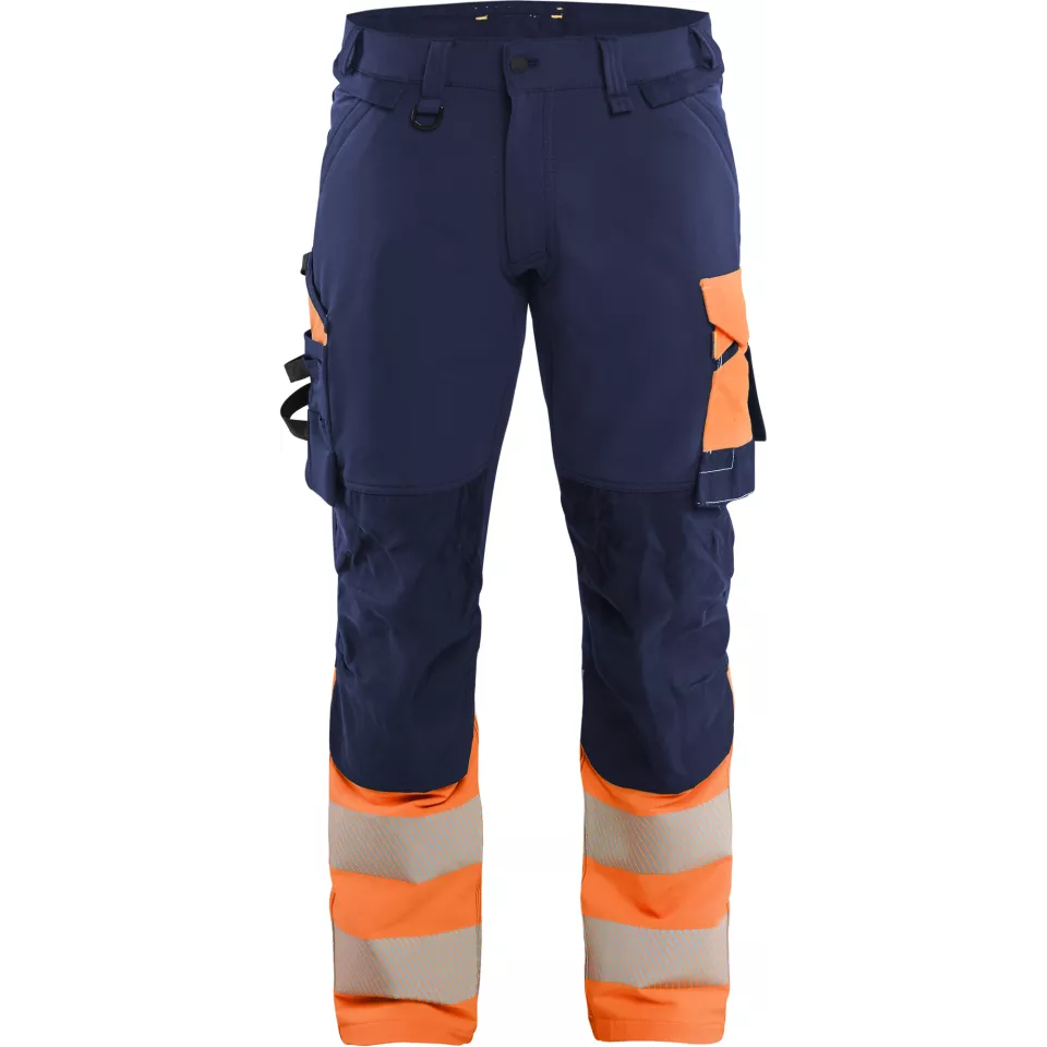 Blaklader 112616488953, Hi-Vis Work Trousers 4-Way Stretch, Navy/Orange