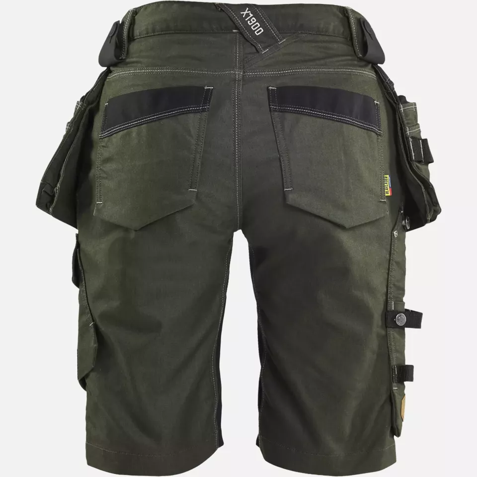 Blaklader 799211414298, X1900 Ladies Stretch Craftsman Shorts, Forest Green/Black, image 4, gallery thumbnail