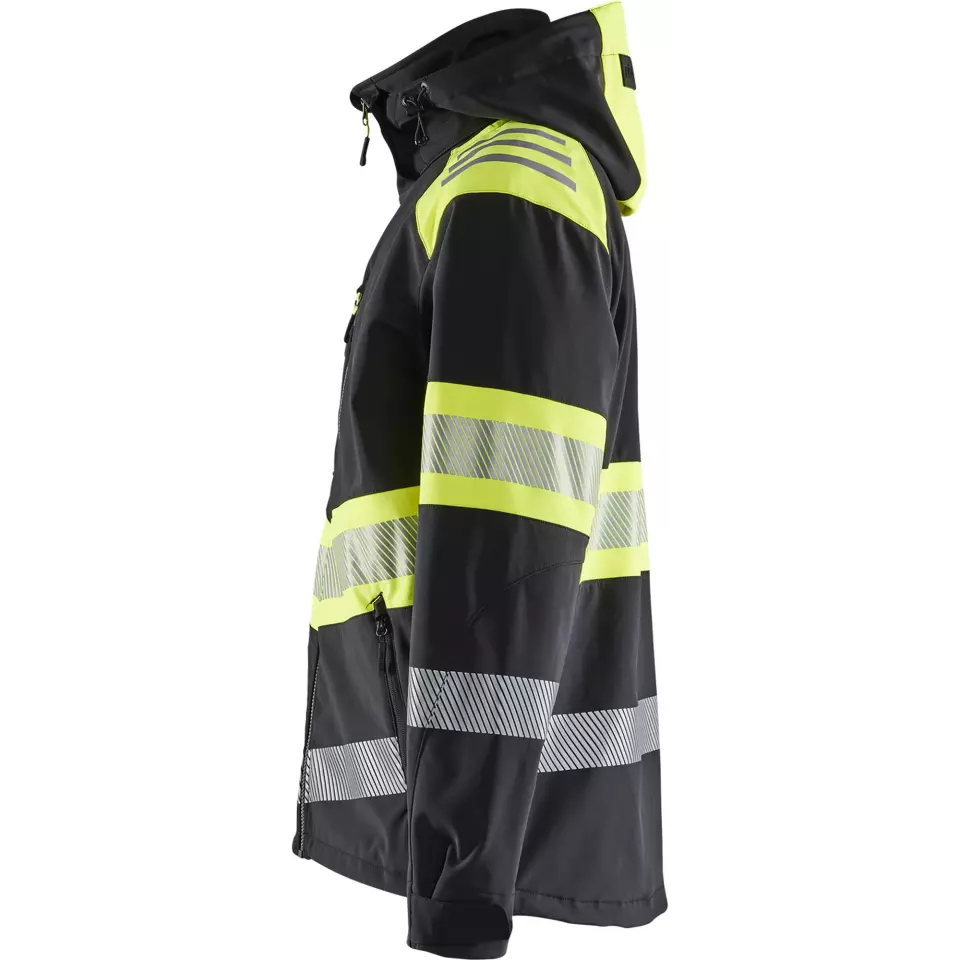 Blåkläder 449425139933, High Vis Softshell Jacket, Black/Yellow, image 3, gallery thumbnail