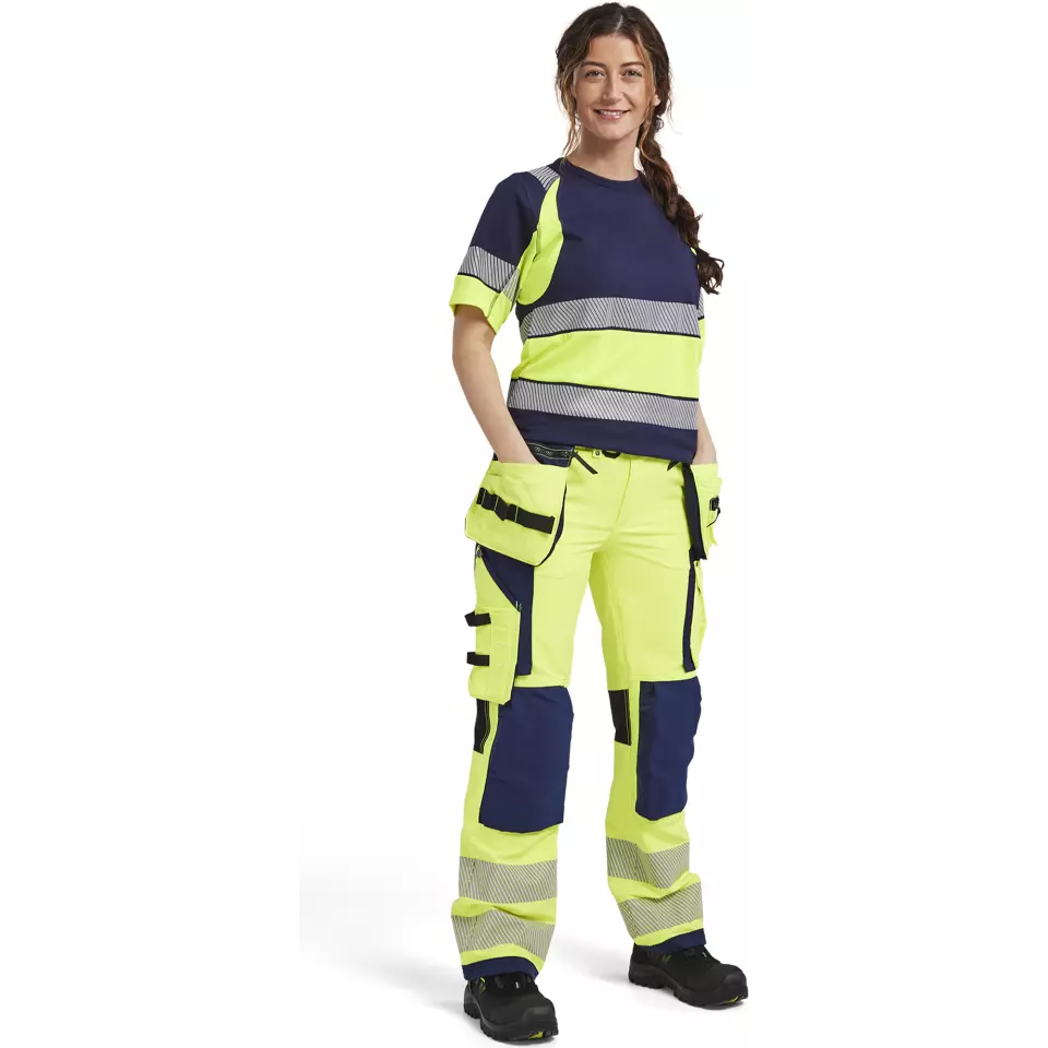 Blåkläder 341010308833, High Vis Women's T-Shirt, Navy Blue/Yellow, image 5, gallery thumbnail