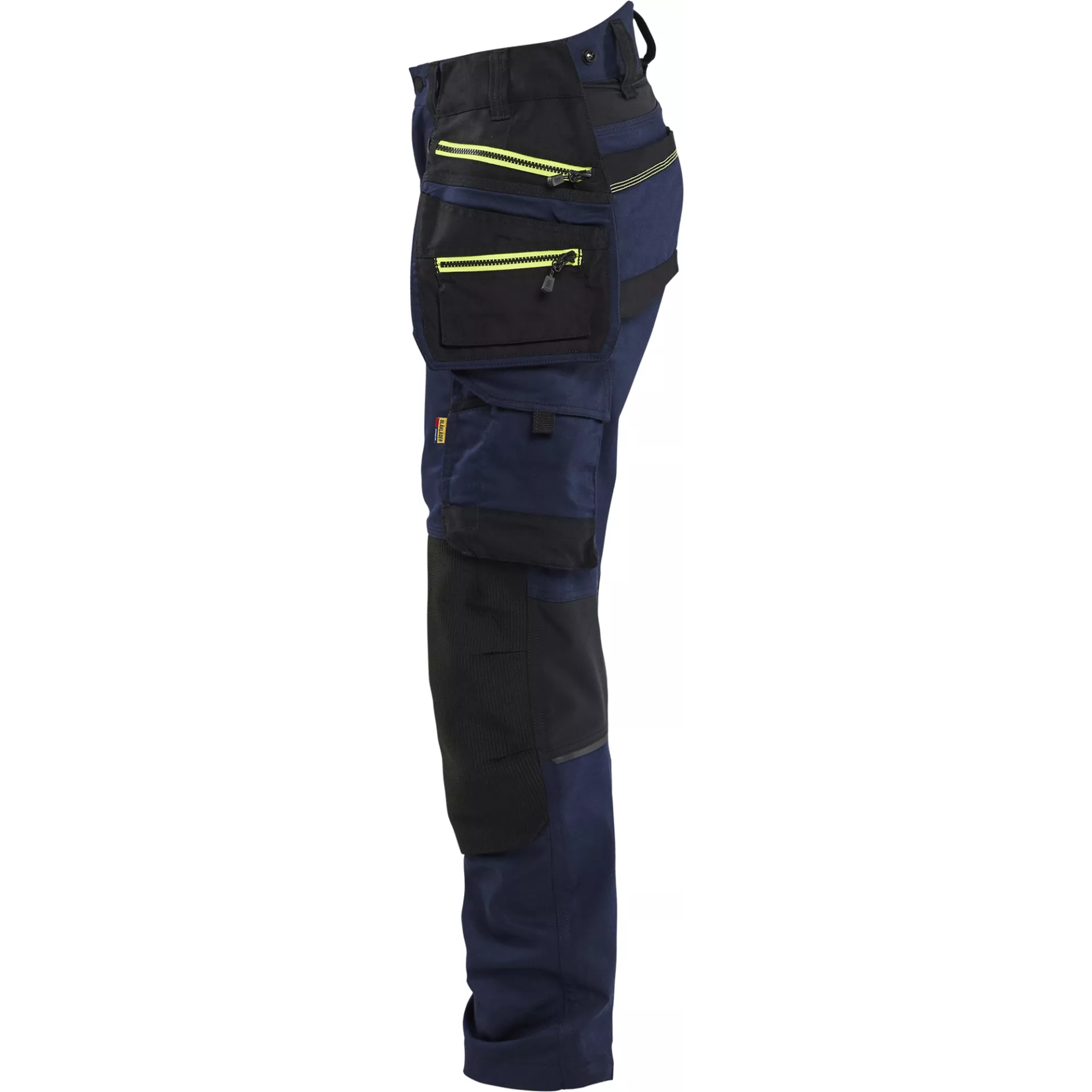 Blaklader 717011498633, STRIKER Women's Craftsman Work Trousers Stretch, Dark Navy/High Vis Yellow