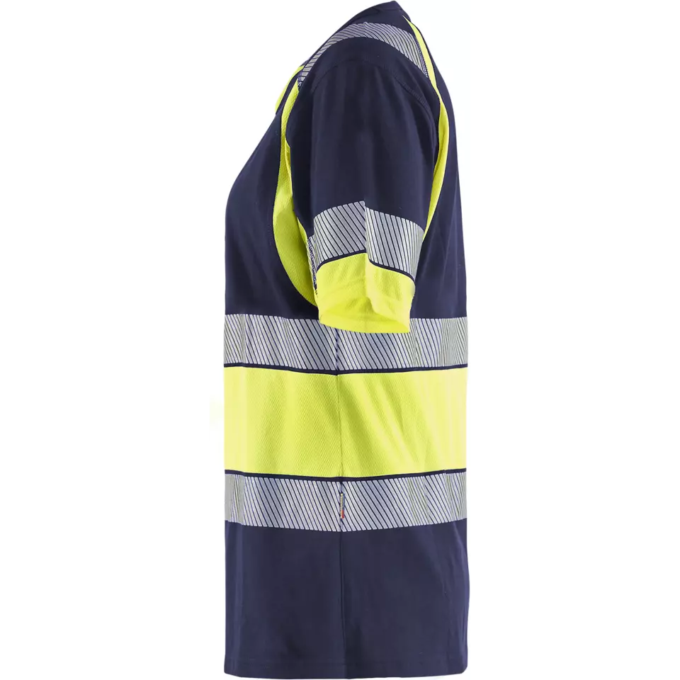 Blåkläder 341010308833, High Vis Women's T-Shirt, Navy Blue/Yellow, image 3, gallery thumbnail
