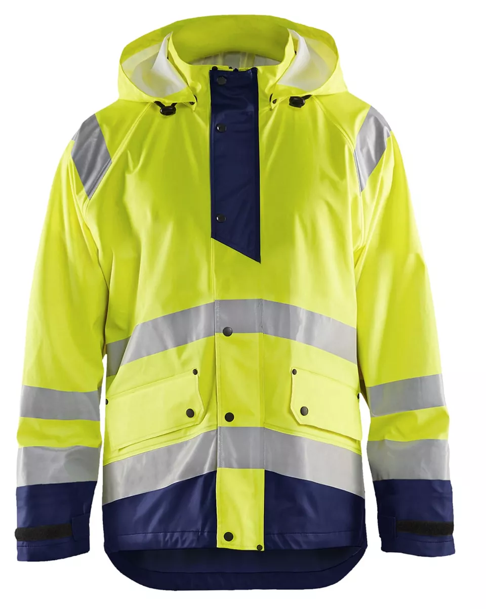 Blaklader 432320003389, High Vis Rain Jacket, Yellow/Navy Blue