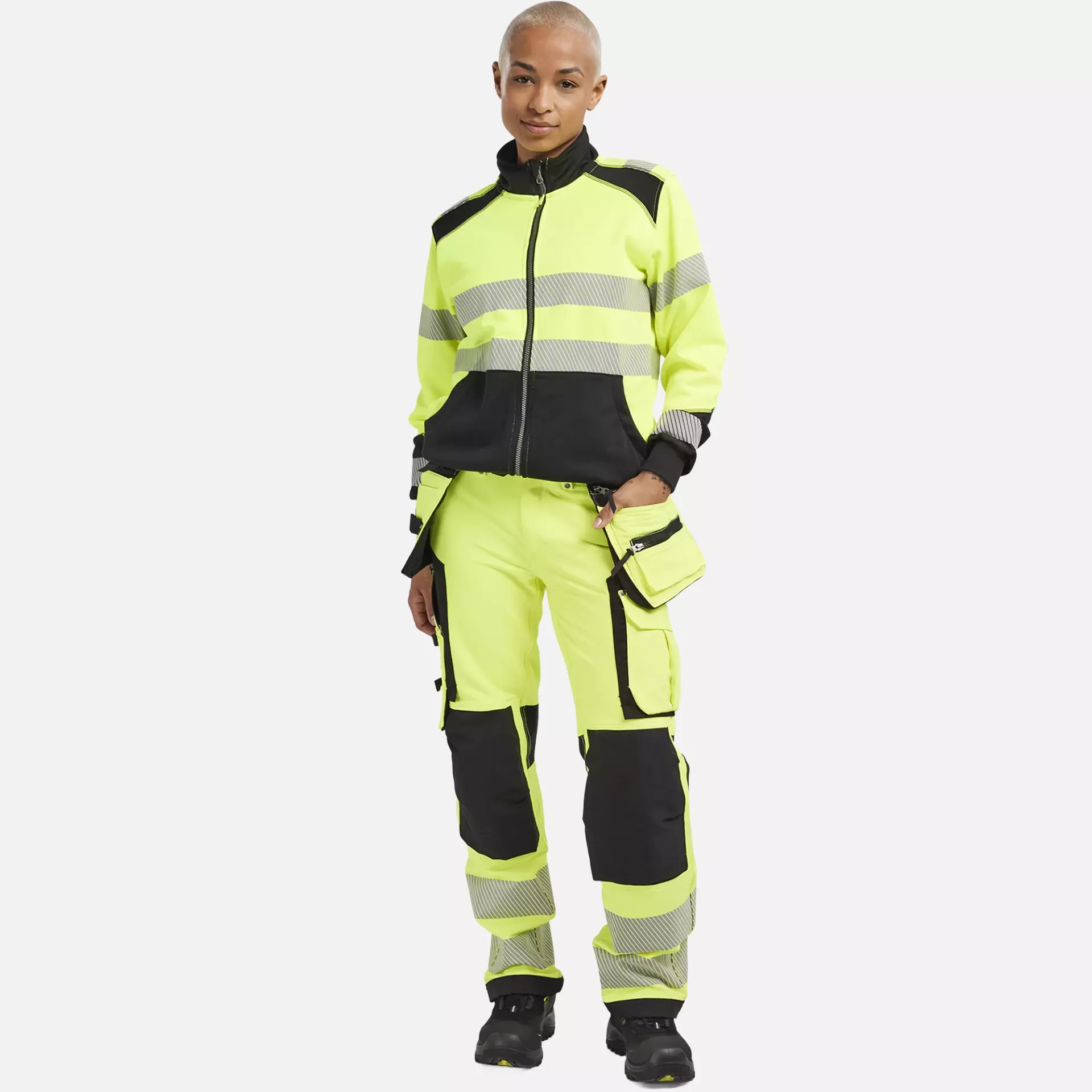 Blaklader 350825283399, High Vis Ladies Zip Sweatshirt, Yellow/Black, image 5