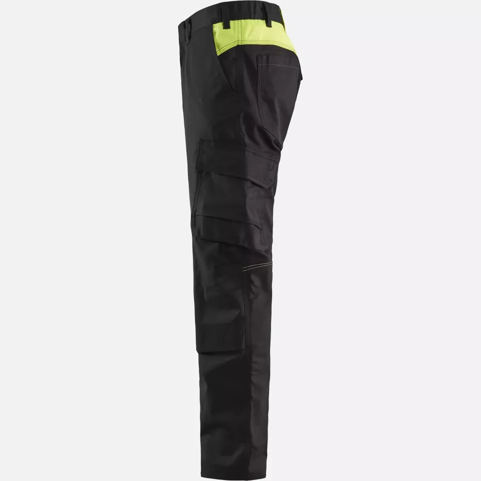 Blaklader 144818329933, Industrie Stretch Arbeitshose mit Kniepolstertaschen, Schwarz/Gelb, image 3, gallery thumbnail