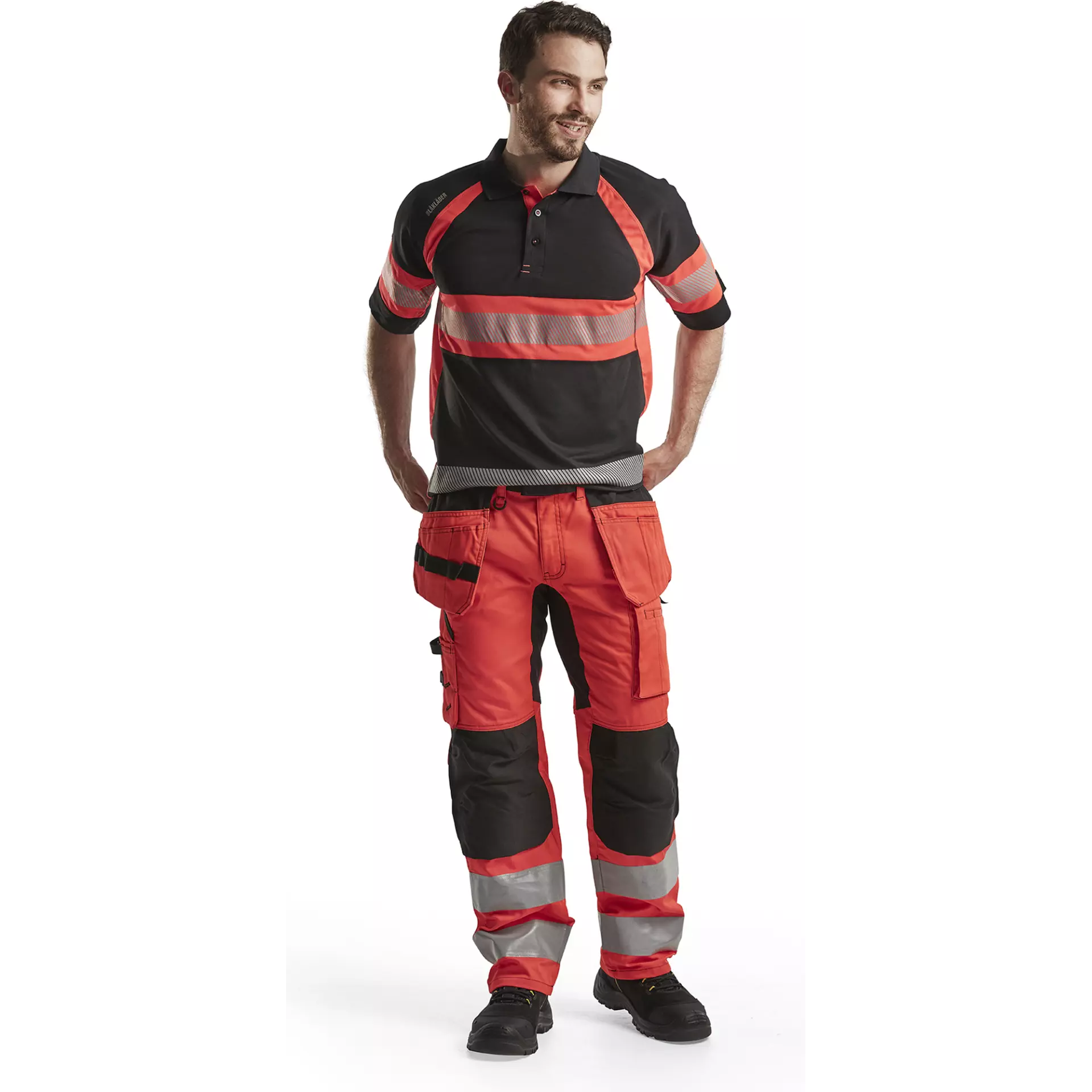 Blaklader 333810519955, High Vis UV Protection Polo Shirt, Black/High Vis Red, image 5