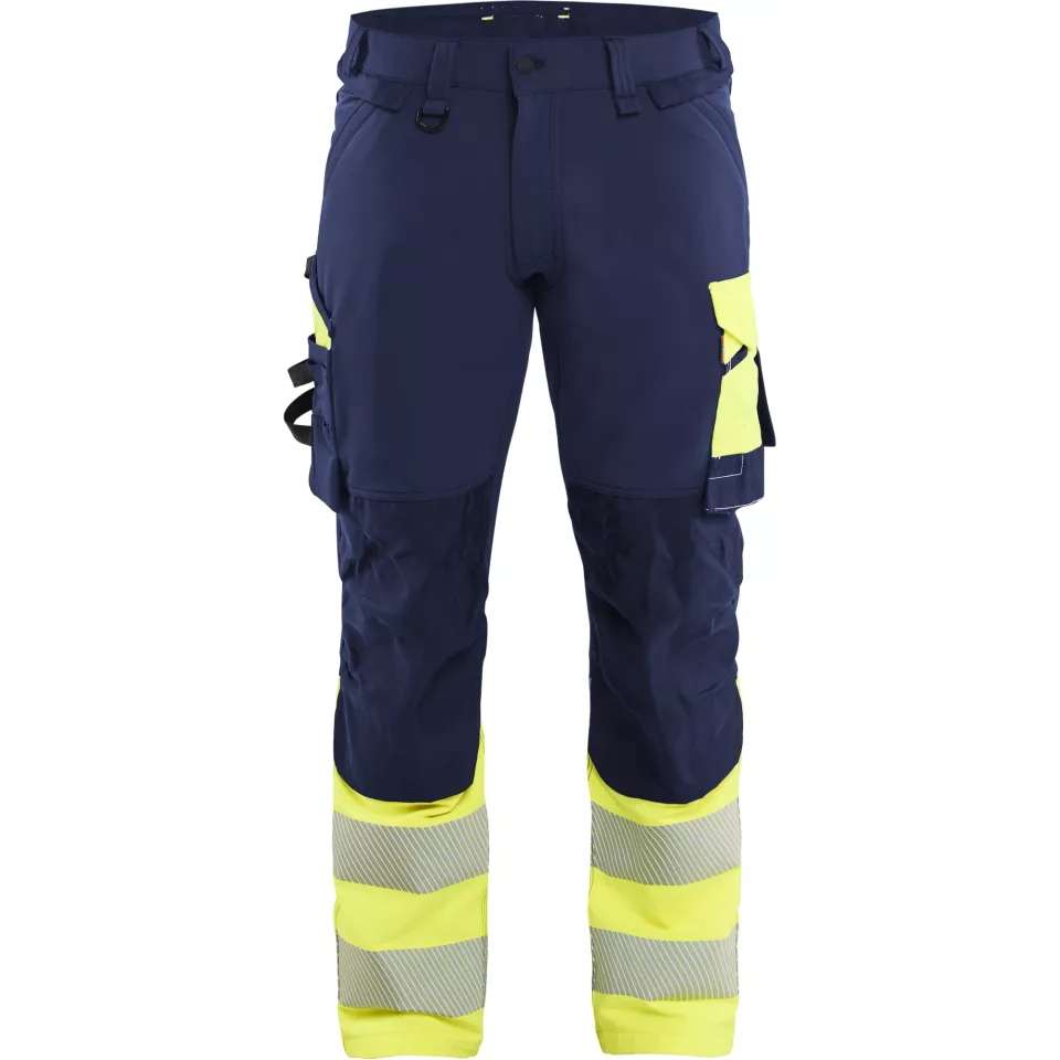 Blaklader 112616488933, Hi-Vis Work Trousers 4-Way Stretch, Navy/Hi-Vis Yellow