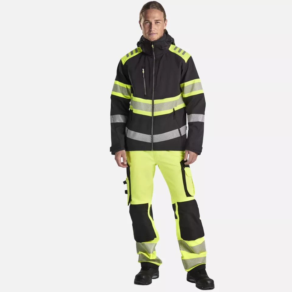 Blaklader 449425139933, High Vis Softshell Jacket, Black/Yellow, image 5, gallery thumbnail