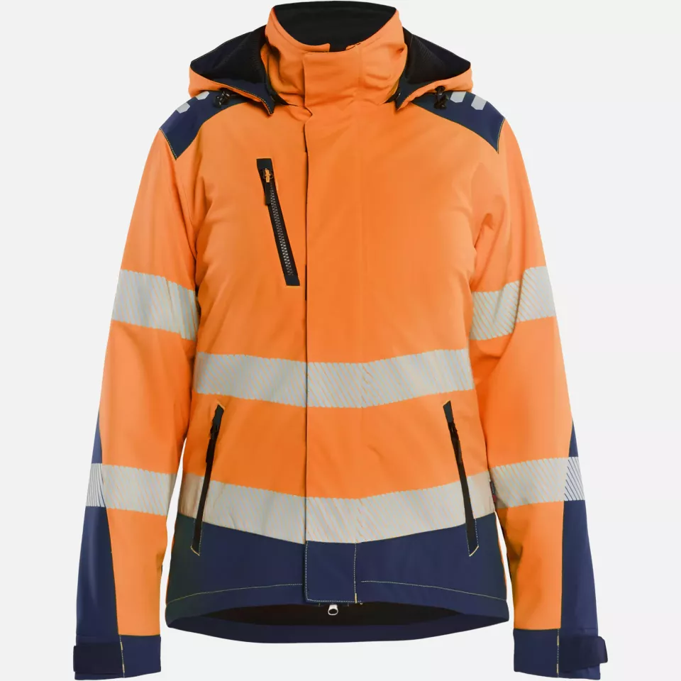 Blaklader 440125135389, High Vis Ladies Lined Lightweight Softshell Winter Jacket, Orange/Navy Blue, image 1, gallery thumbnail