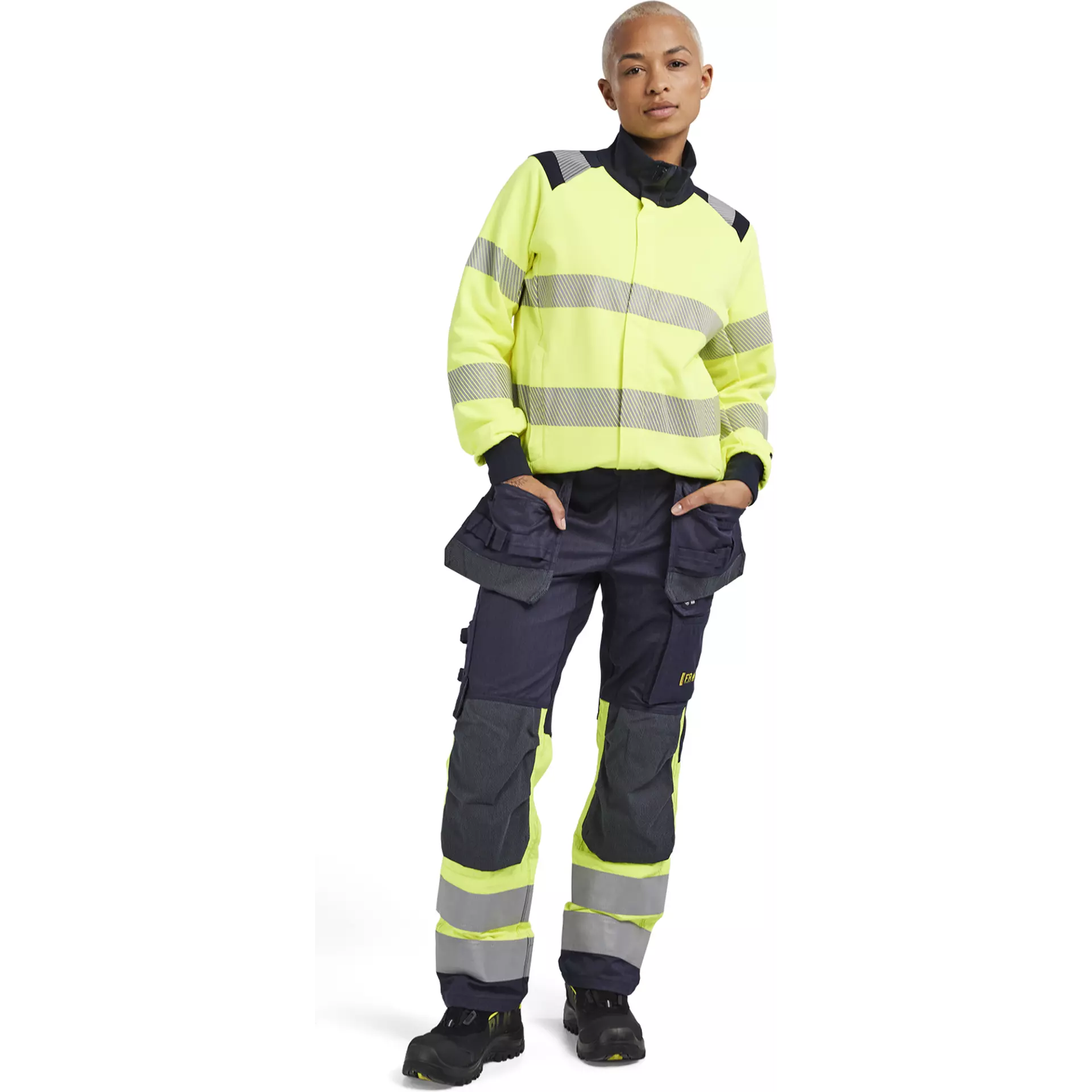 Blåkläder 347117623389, Ladies Multinorm High Vis Zip Sweatshirt, Yellow/Navy, image 5