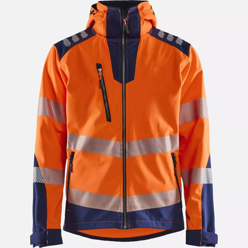 Blaklader 449125135389, High Vis Softshell Jacket, Orange/Navy Blue, image 1, gallery thumbnail