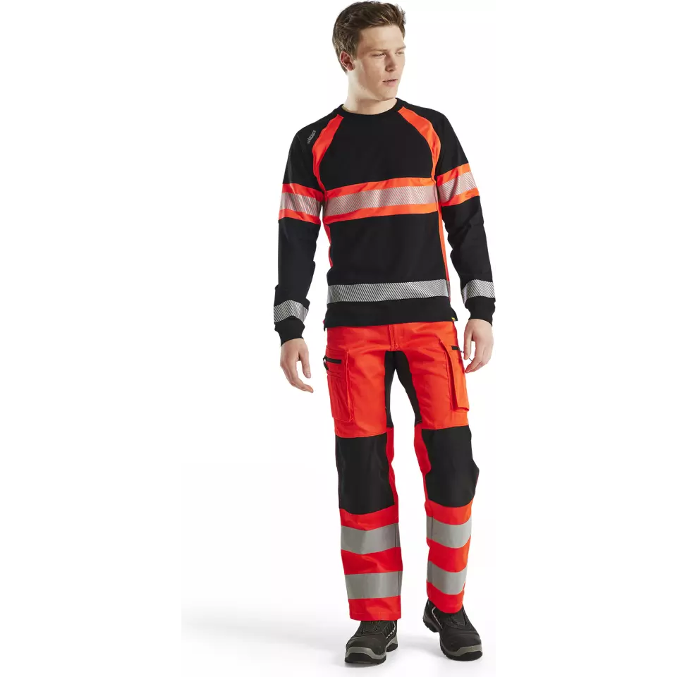 Blaklader 351010309955, Long Sleeve High Vis Shirt, Black/High Vis Red, image 5, gallery thumbnail