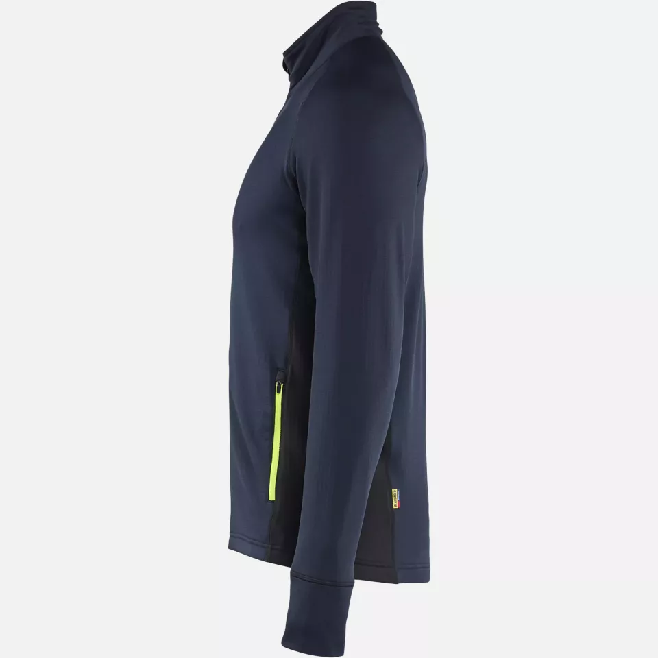 Blaklader 473525398633, STRIKER Fleece Jacket, Dark Navy/High Vis Yellow, image 3, gallery thumbnail