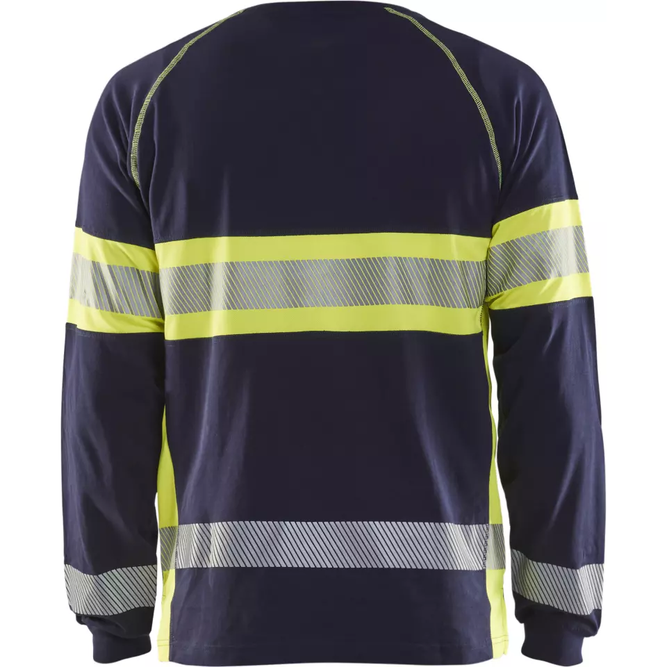 Blaklader 351010308833, High Vis Long Sleeve Shirt, Navy Blue/Yellow, image 4, gallery thumbnail