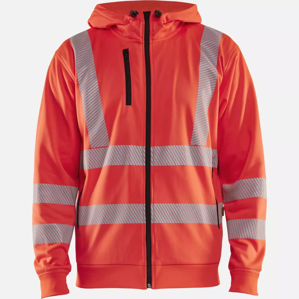 Blaklader 356525385500, High Vis Hooded Sweatshirt with Zip, Red, image 1, gallery thumbnail