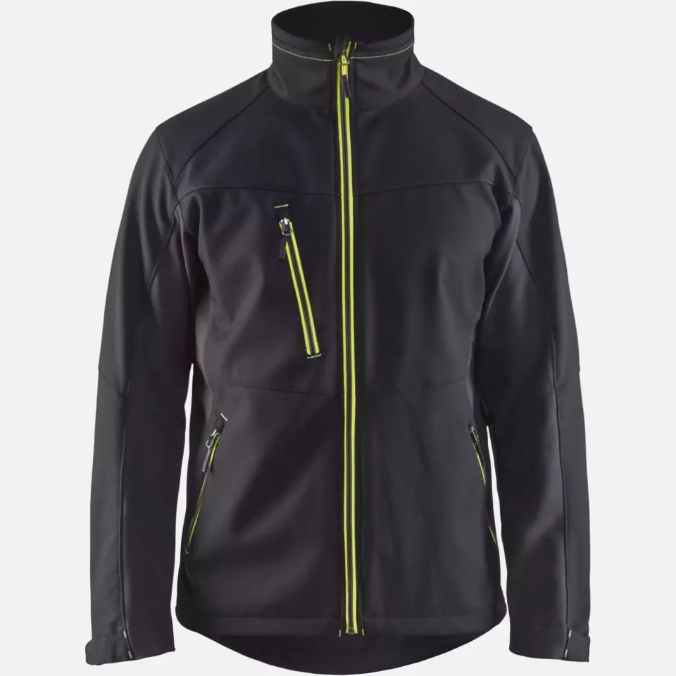 Blaklader 495025169933, Softshell Jacket, Black/Yellow, image 1, gallery thumbnail
