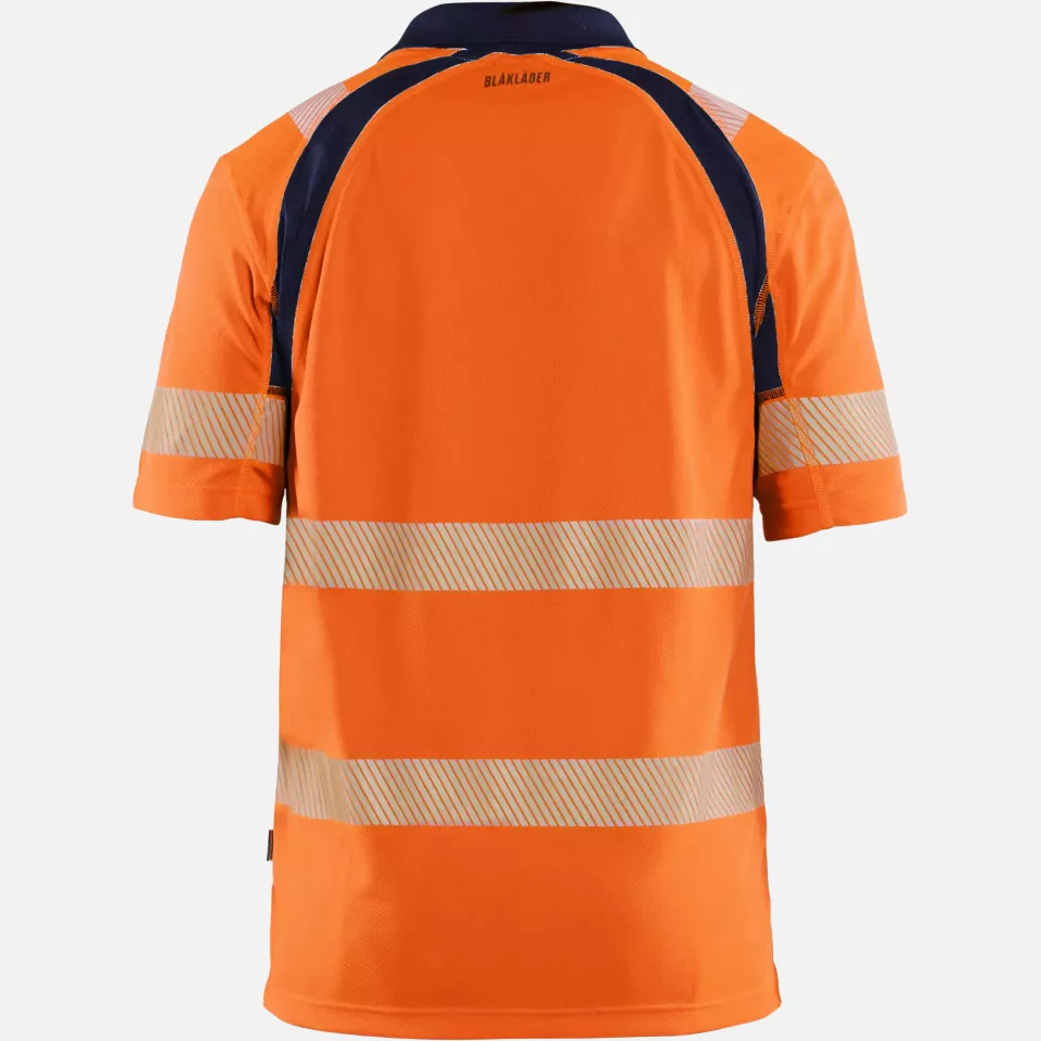 Blaklader 359510135389, High Vis UV Protection Polo Shirt, Orange/Navy, image 4, gallery thumbnail