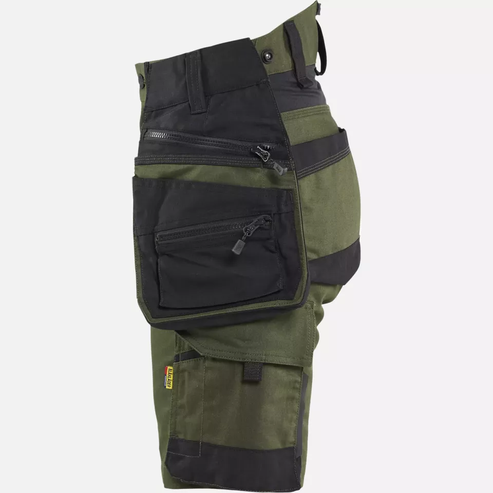 Blaklader 717511494298, STRIKER Ladies Stretch Craftsman Shorts, Forest Green/Black, image 3, gallery thumbnail