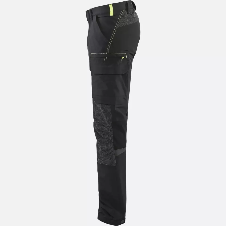 Blaklader 142216459933, 4-Way Service Stretch Work Trousers, Black/Yellow, image 3, gallery thumbnail
