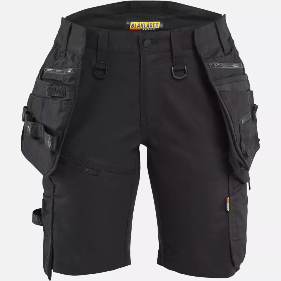 Blaklader 717511499999, STRIKER Ladies Stretch Craftsman Shorts, Black/Black, image 1, gallery thumbnail