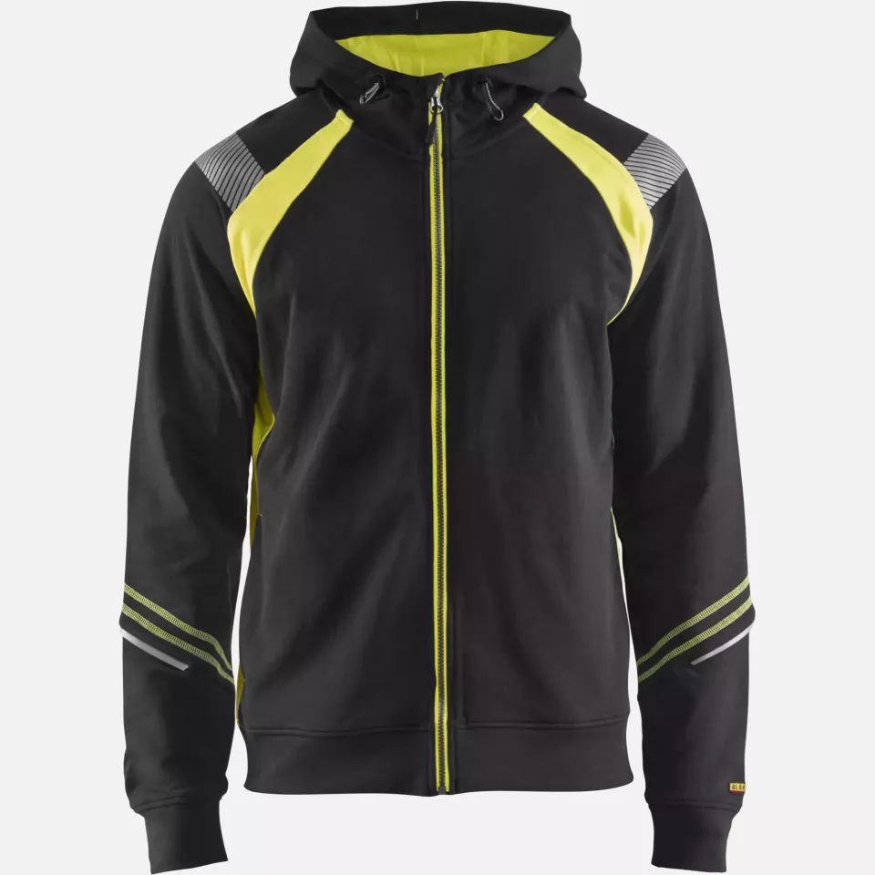 Blaklader 343311589933, Zip Sweatshirt, Black/Yellow, image 1, gallery thumbnail