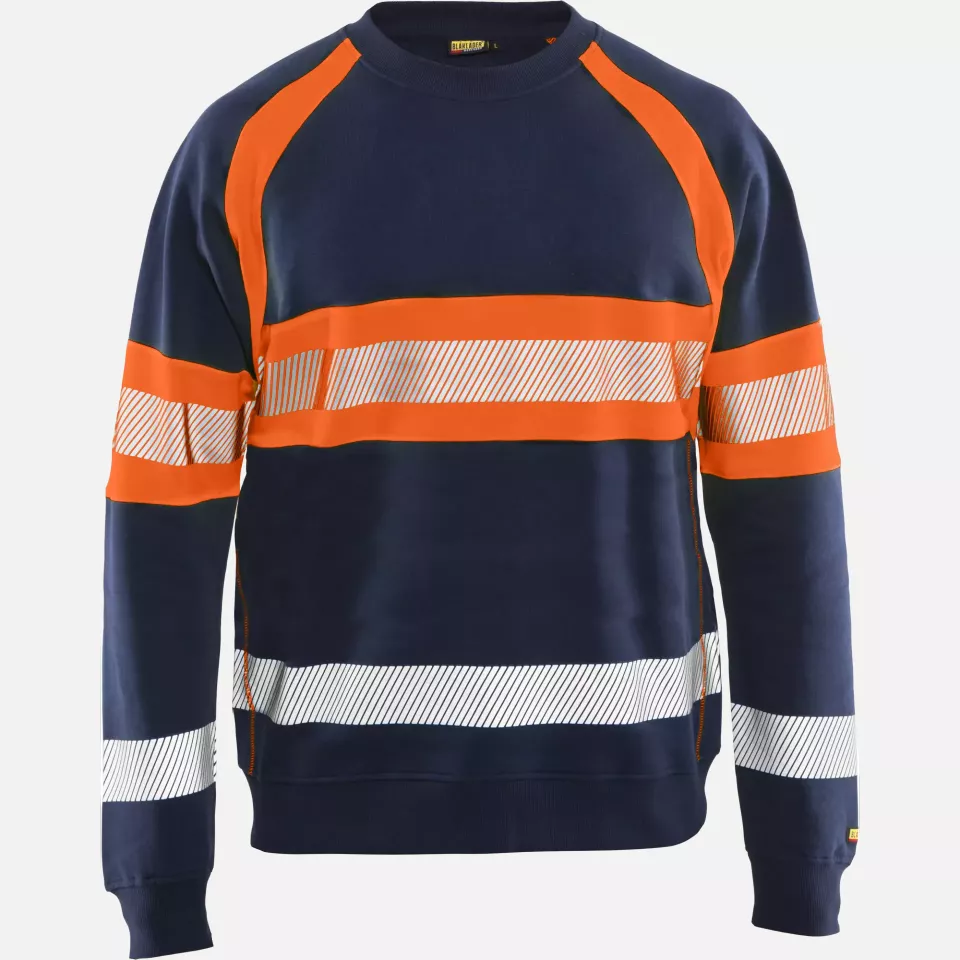 Blaklader 335911588953, High Vis Sweatshirt, Navy Blue/Orange, image 1, gallery thumbnail