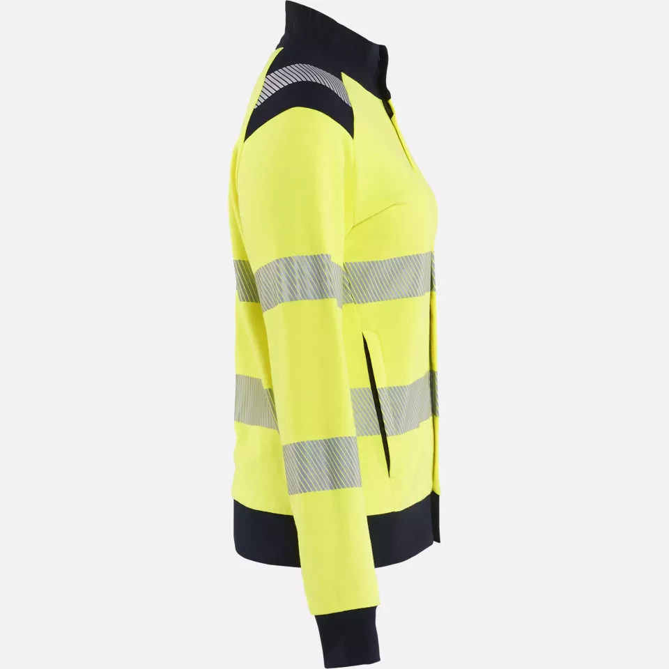 Blaklader 347117623389, Ladies Multi-Norm High Vis Sweatshirt with Zip, Yellow/Navy, image 2, gallery thumbnail