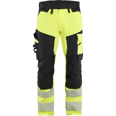 Blaklader Hi-Vis Work Trousers 4-Way Stretch, Hi-Vis Yellow/Black