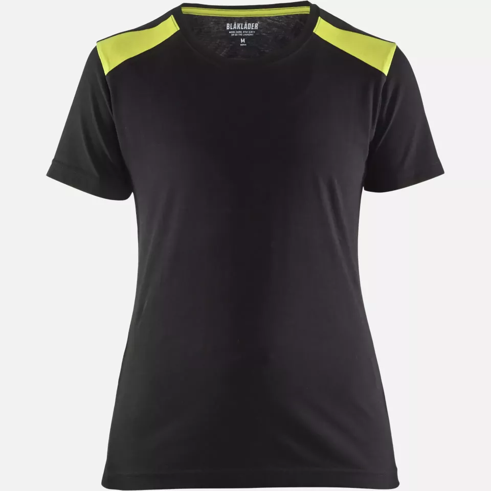 Blaklader 347910429933, Ladies T-Shirt, Black/Yellow, image 1, gallery thumbnail