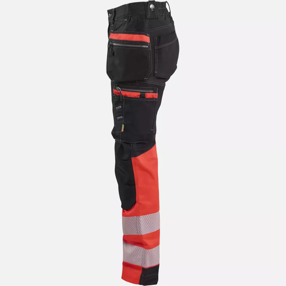 Blaklader 719613709955, High Vis Ladies Stretch Work Trousers, Black/High Vis Red, image 2, gallery thumbnail