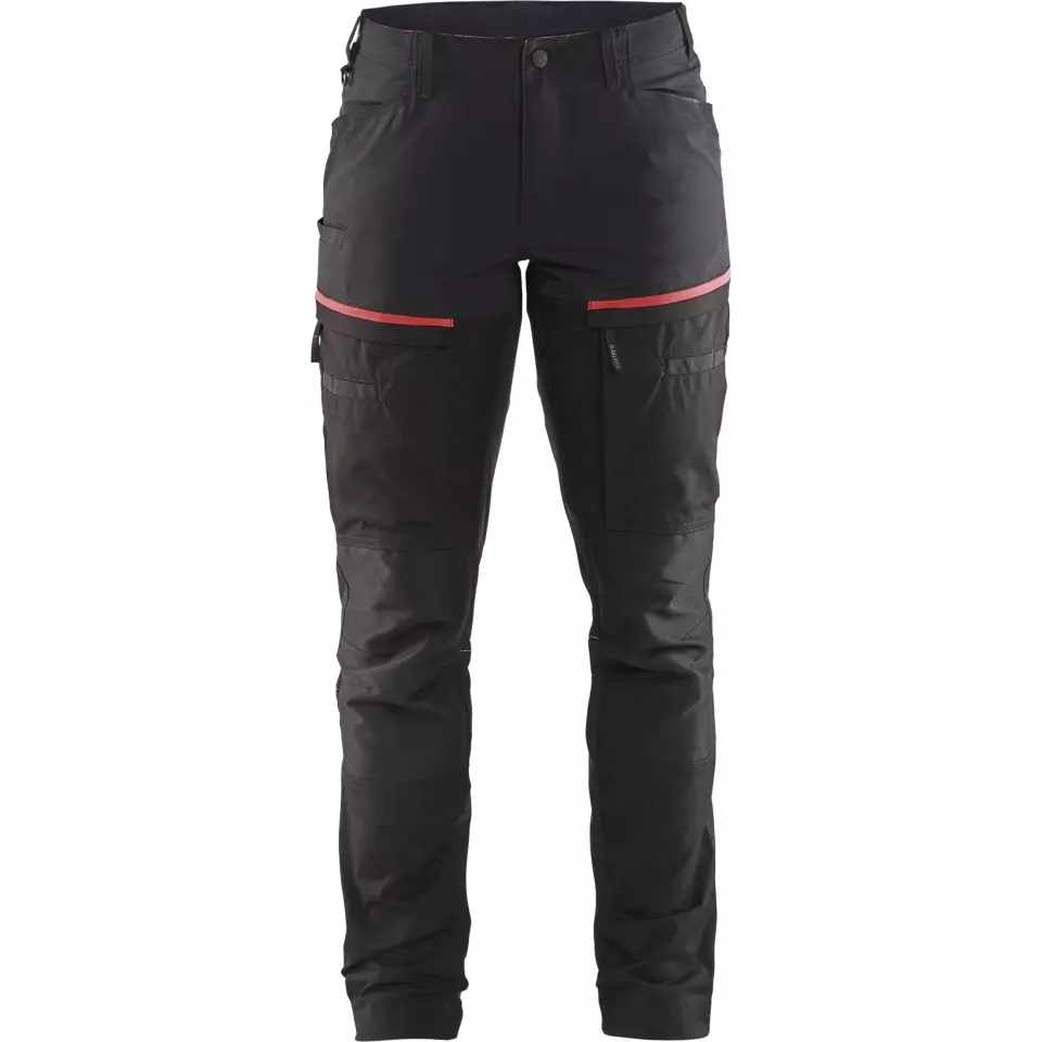 Blaklader 716618459956, Ladies Stretch Service Trousers, Black/Red