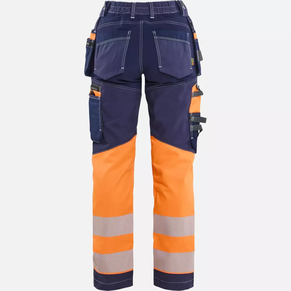 Blaklader 719613708853, High Vis Damen Stretch Arbeitshose, Marineblau/Orange, image 4, gallery thumbnail