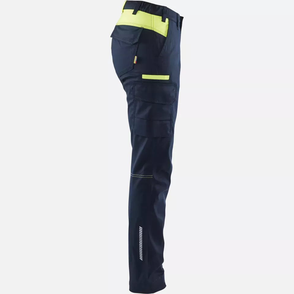 Blaklader 714418328633, Ladies Stretch Industry Work Trousers, Dark Navy/Yellow, image 2, gallery thumbnail