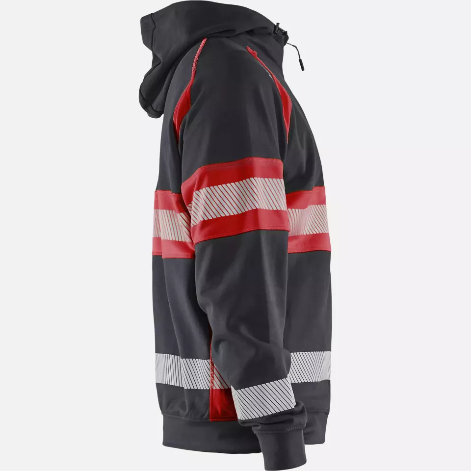 Blaklader 355211589955, High Vis Hooded Jacket, Black/High Vis Red, image 2, gallery thumbnail