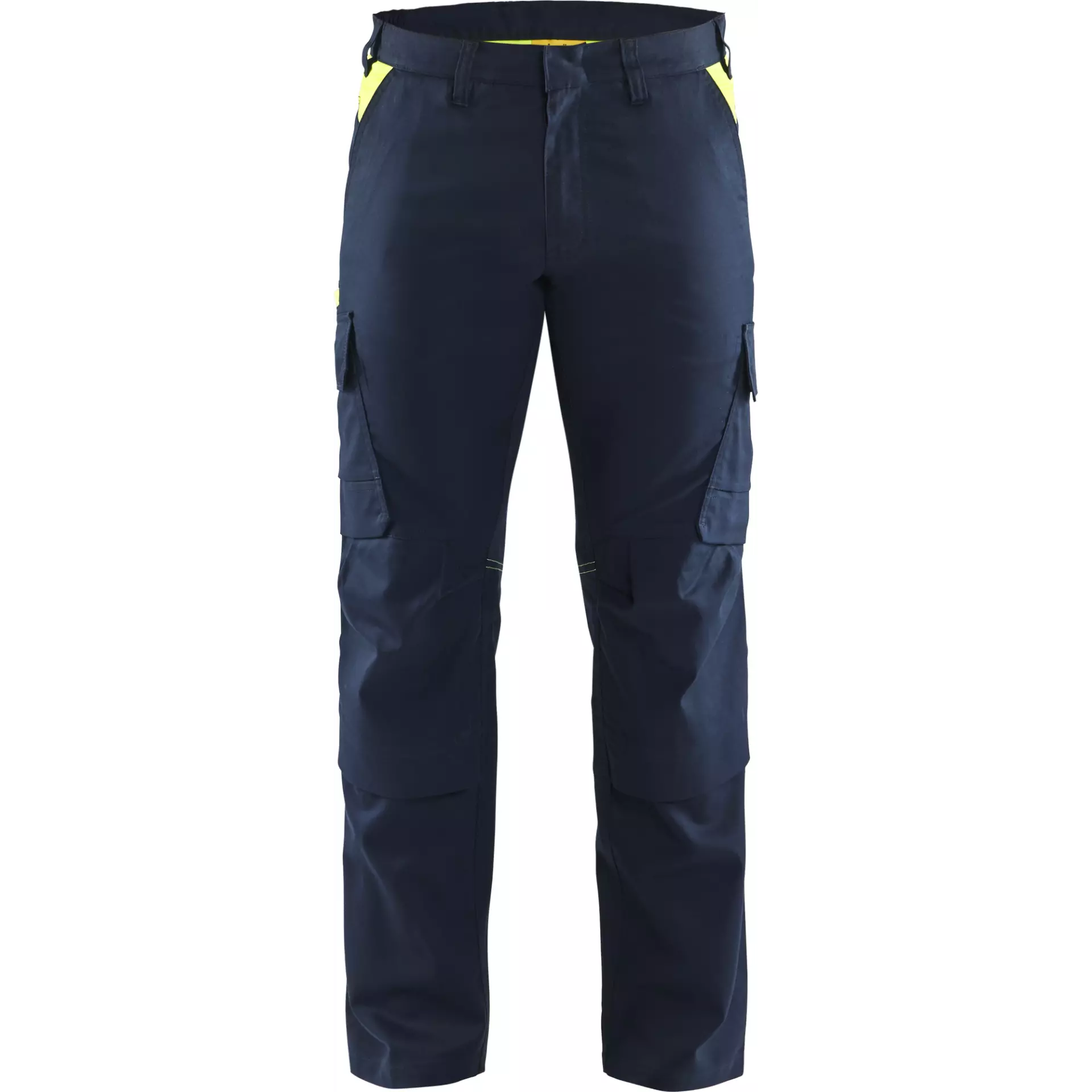 Blaklader 144818328633, Industry Stretch Work Trousers with Knee Pad Pockets, Dark Navy/Yellow, image 1